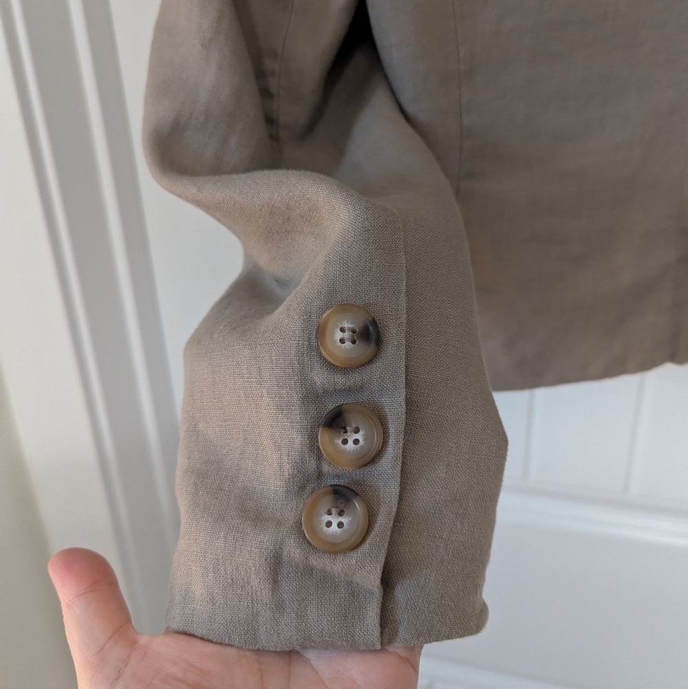 Taupe Women's 100% Linen Blazer Size Large - Picture 6 of 8